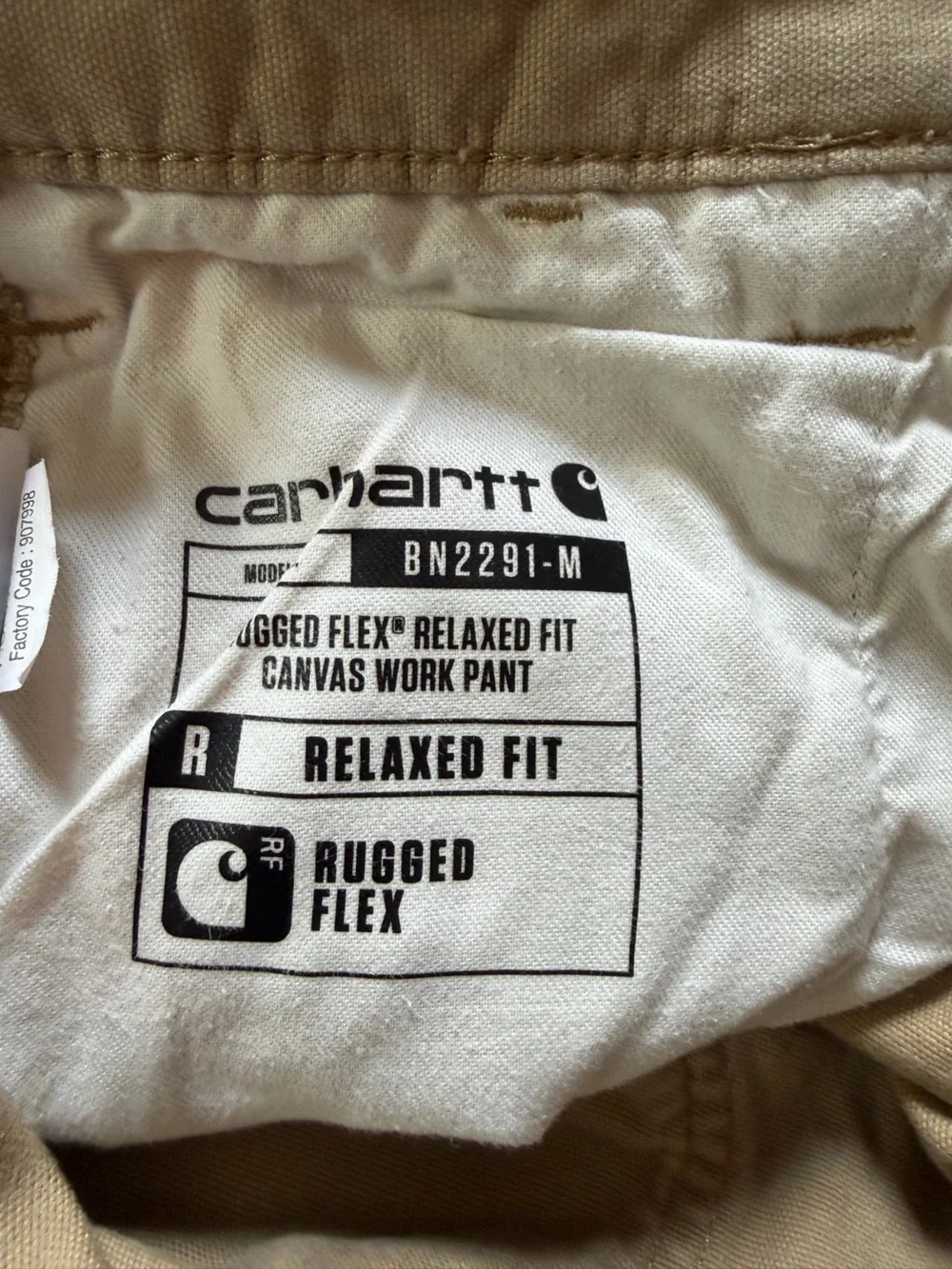 Carhartt Rugged Flex Relaxed Fit Pants Mens 35x30 True 29” Khaki 102291 253 Tan
